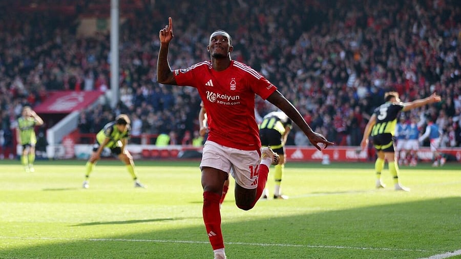 <div class="paragraphs"><p>Nottingham Forest's Callum Hudson-Odoi celebrates scoring their first goal.</p></div>