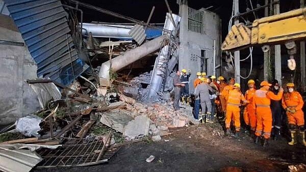 <div class="paragraphs"><p>NDRF personnel carry out rescue operation after a factory collapsed in Focal Point Phase 8 area, in Ludhiana, Saturday, March 8, 2025.</p></div>