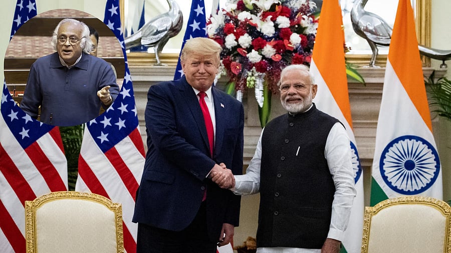 <div class="paragraphs"><p>US President Donald Trump with Indian Prime Minister Narendra Modi. (Inset: Congress leader jairam Ramesh)</p></div>