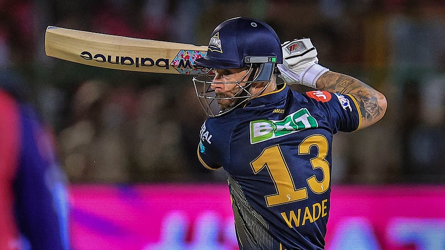 <div class="paragraphs"><p> Gujarat Titans' Matthew Wade plays a shot during the Indian Premier League (IPL) T20 cricket match between Rajasthan Royals and Gujarat Titans at Sawai Mansingh Stadium, in Jaipur, Wednesday, April 10, 2024. </p></div>