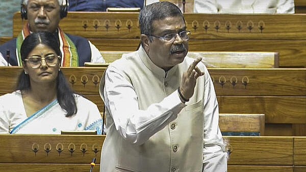 <div class="paragraphs"><p>Union Education Minister Dharmendra Pradhan speaks in the Lok Sabha</p></div>