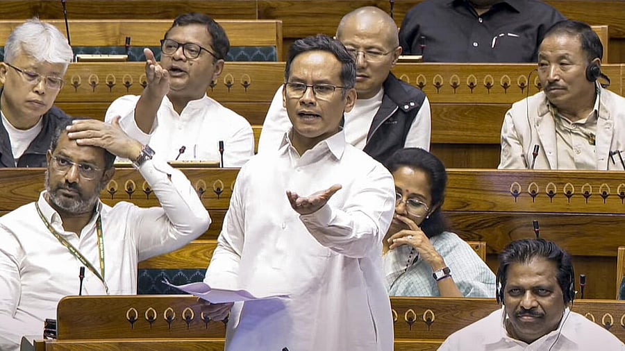 <div class="paragraphs"><p>Congress MP Gaurav Gogoi speaks in the Lok Sabha during the Budget session of Parliament, in New Delhi, Tuesday, March 11, 2025.</p></div>