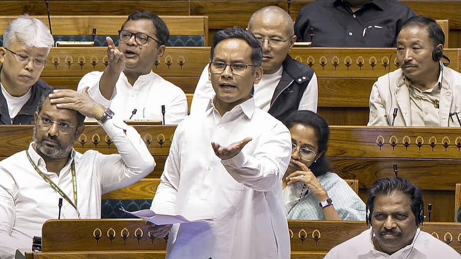 <div class="paragraphs"><p>Congress MP Gaurav Gogoi speaks in the Lok Sabha during the Budget session of Parliament</p></div>