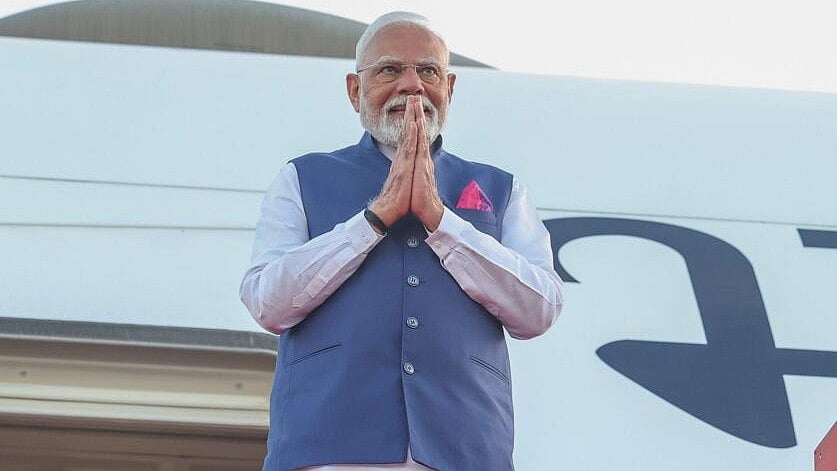 <div class="paragraphs"><p>Prime Minister Narendra Modi upon his arrival in Mauritius.</p></div>
