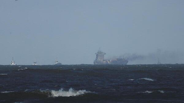 <div class="paragraphs"><p>A view shows the damaged cargo ship Solong, after it collided with a hull of Stena Immaculate oil tanker ship, as seen from Saltfleet, Britain, March 11, 2025.</p></div>