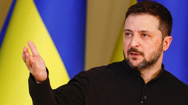 <div class="paragraphs"><p>Ukraine's President Volodymyr Zelenskyy gestures as he attends a press conference, amid Russia's attack on Ukraine, in Kyiv, Ukraine March 12, 2025. </p></div>
