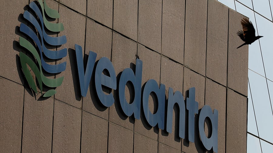 <div class="paragraphs"><p> A bird flies past the logo of Vedanta </p></div>