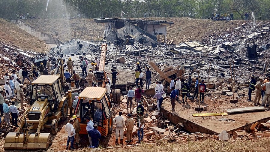 <div class="paragraphs"><p>In this January 24 file photo, rescue operations are on at the ordnance factory in Bhandara after the blast.&nbsp;</p></div>