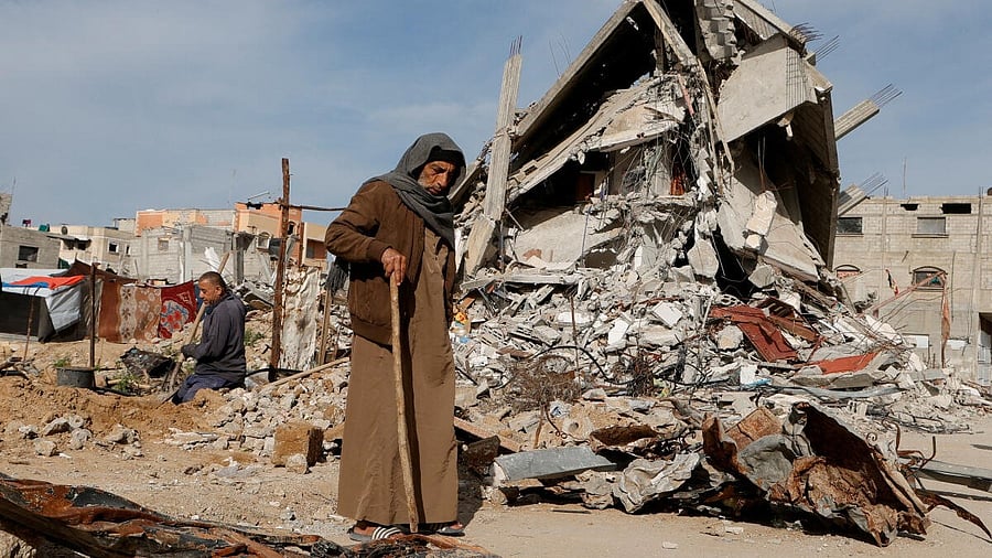 <div class="paragraphs"><p>Houses destroyed during the Israeli offensive, in Rafah</p></div>