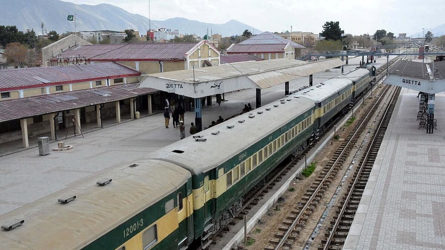 <div class="paragraphs"><p>A train containing empty coffins that are dispatched to Bolan where a passenger train that was attacked by separatist militants, is seen at a railway station in Quetta, Pakistan</p></div>