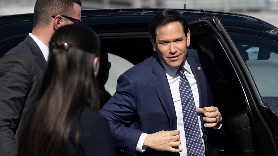 <div class="paragraphs"><p>US Secretary of State Marco Rubio disembarks from his vehicle as he walks to board his airplane prior to departing Quebec City Jean Lesage International Airport in Quebec, Canada, March 14, 2025, as he returns to Washington following a G7 Foreign Ministers' meeting in Canada and a meeting with Ukrainian delegation in Saudi Arabia.</p></div>