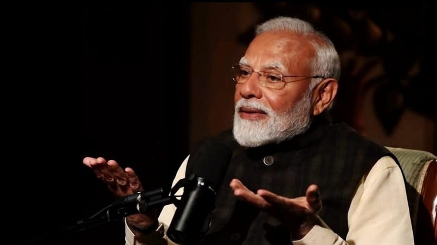 <div class="paragraphs"><p>Narendra Modi during podcast with Lex Fridman.</p></div>
