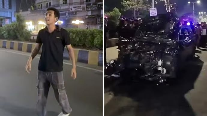<div class="paragraphs"><p>CCTV footage of the crash shows the intoxicated driver shouting, "another round" in Vadodara, Gujarat, March 13, 2025.</p></div>