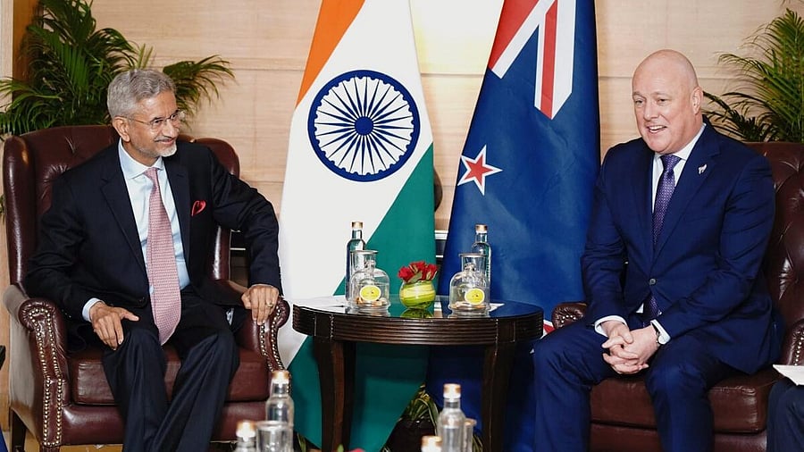 <div class="paragraphs"><p>External Affairs Minister S Jaishankar with New Zealand Prime Minister Christopher Luxon</p></div>