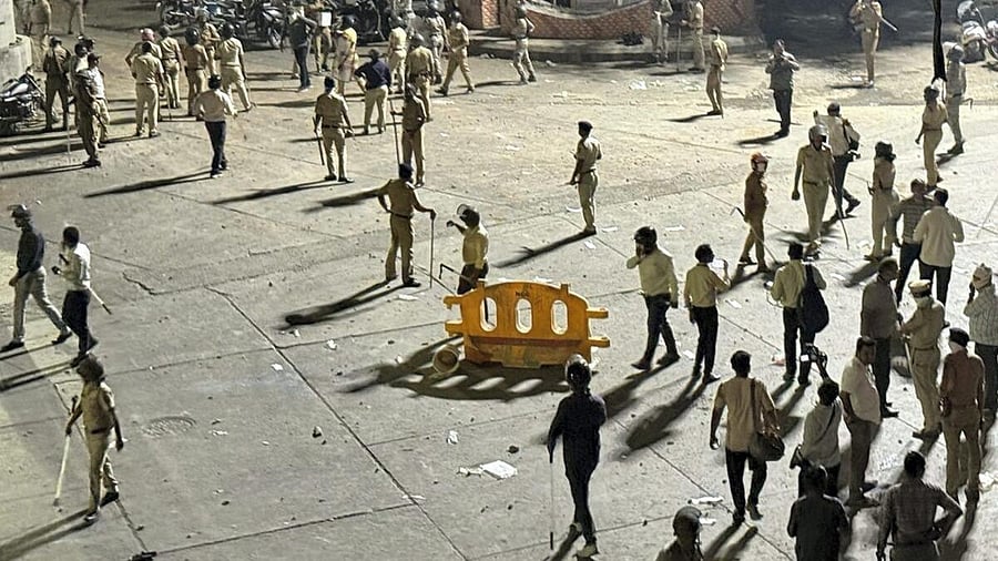 <div class="paragraphs"><p>Police in action after clashes in Nagpur, Maharashtra.</p></div>