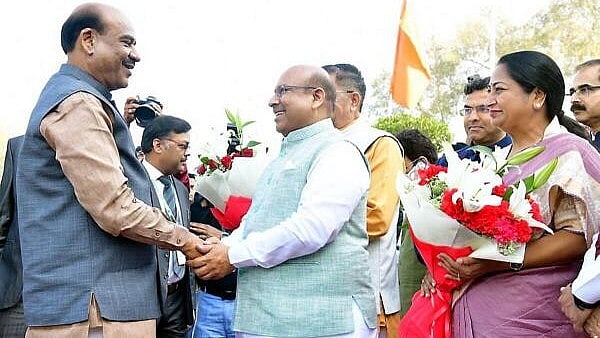 <div class="paragraphs"><p>Lok Sabha Speaker Om Birla being received by the Delhi Assembly Speaker Vijender Gupta upon the former’s arrival at the Assembly premises to inaugurate a two-day orientation programme on Tuesday.</p></div>