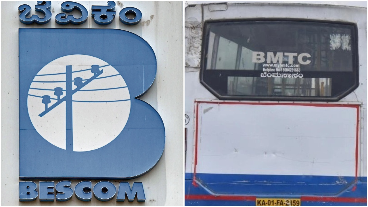 <div class="paragraphs"><p>The Bescom signage is seen here(L), a BMTC bus. </p></div>