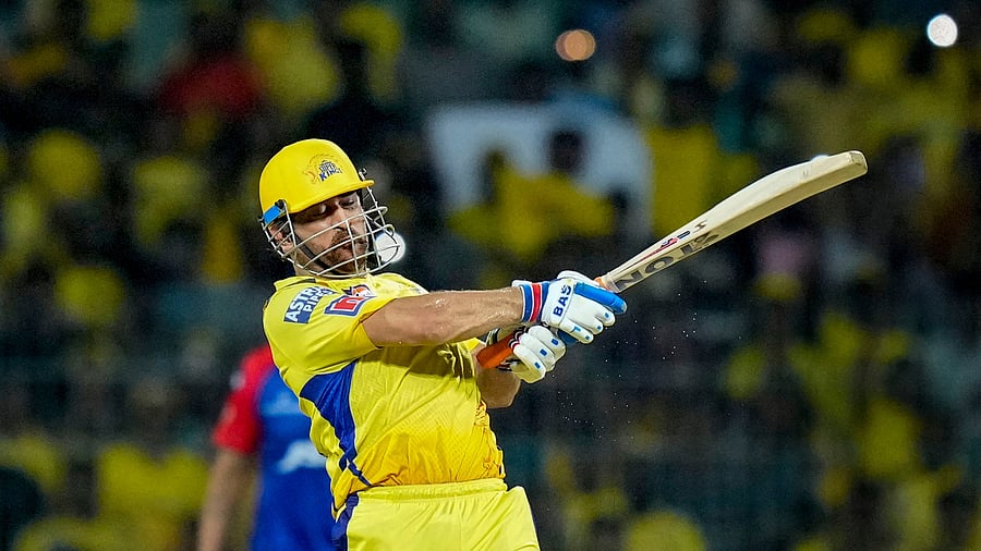 <div class="paragraphs"><p>Chennai Super Kings batter MS Dhoni plays a shot during the IPL 2023 cricket match between Chennai Super Kings and Delhi Capitals, at M. A. Chidambaram Stadium in Chennai, Wednesday, May 10, 2023.</p></div>