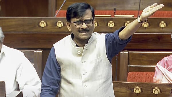 <div class="paragraphs"><p>Shiv Sena (UBT) MP Sanjay Raut speaks in the Rajya Sabha during the Budget session of Parliament, in New Delhi, Friday, March 21, 2025.</p></div>