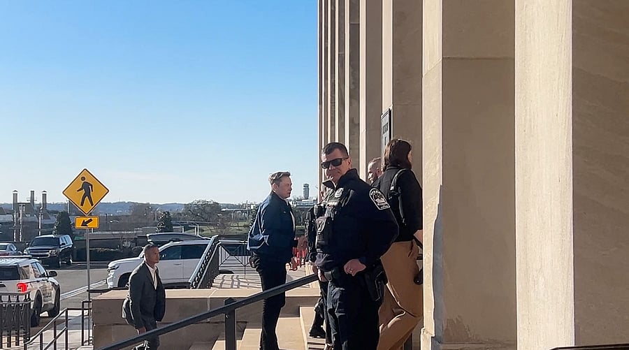 <div class="paragraphs"><p>Elon Musk arrives for a meeting at the Pentagon in Washington, DC, US, March 21, 2025 in this screengrab obtained from a video.</p></div>