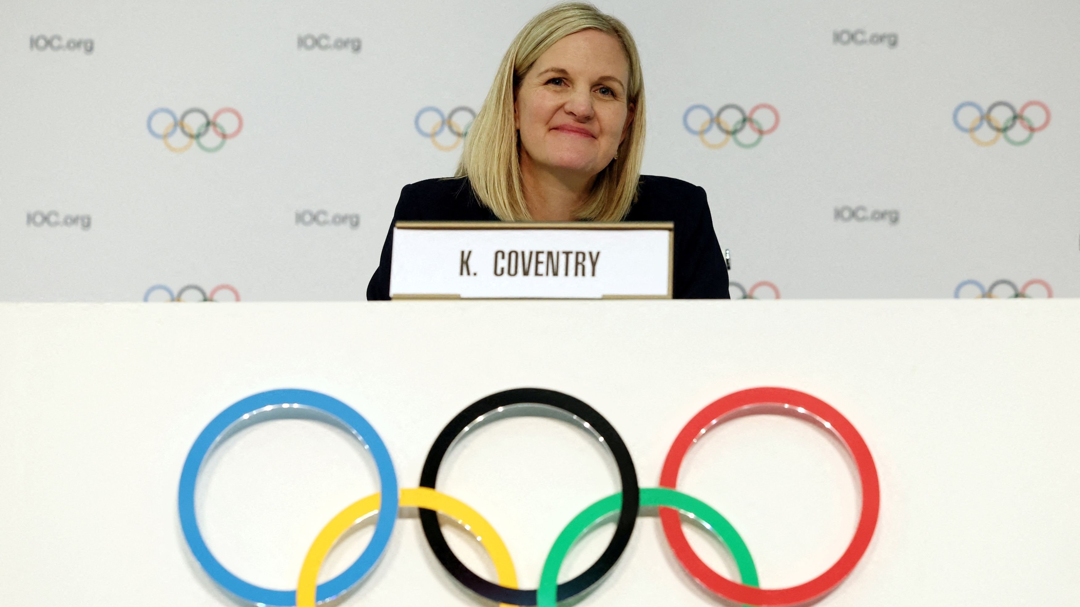 <div class="paragraphs"><p>Kirsty Coventry during the press conference after she was elected as the new president of the International Olympic Committee  </p></div>