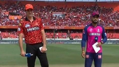 <div class="paragraphs"><p>SRH skipper Pat Cummins and Stand-in skipper Riyan Parag.</p></div>