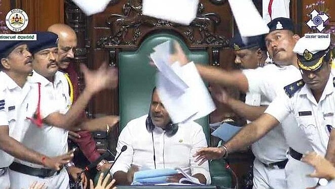 <div class="paragraphs"><p>18 BJP MLAs suspended amid 'Honey-trap ruckus' in Karnataka Assembly.&nbsp;</p></div>
