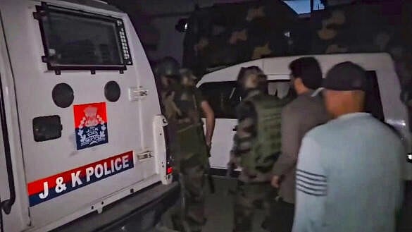 <div class="paragraphs"><p>Security personnel during an encounter with terrorists, in Kathua district of Jammu and Kashmir, Sunday evening, March 23, 2025.</p></div>