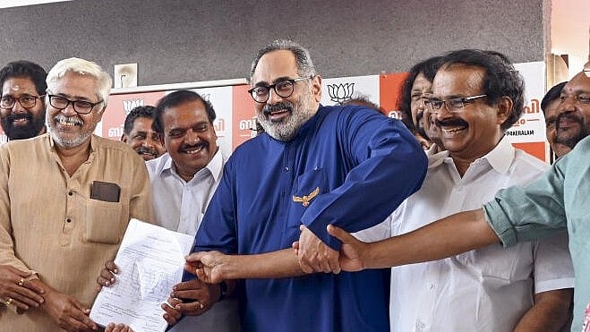 <div class="paragraphs"><p>BJP leader Rajeev Chandrasekhar during filing his nomination papers for the BJP Kerala President, in Thiruvananthapuram, Sunday, March 23, 2025.</p></div>