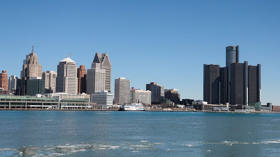 <div class="paragraphs"><p>The Detroit skyline is seen across the Detroit River from Windsor, Ontario, Canada.</p></div>