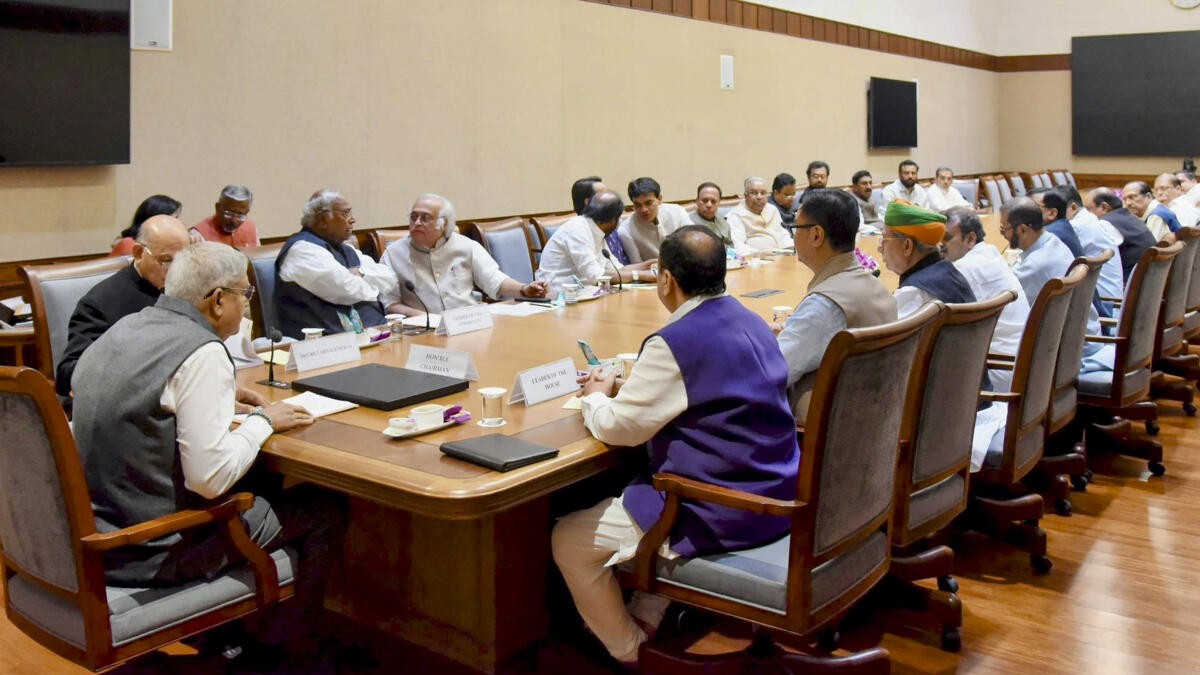 <div class="paragraphs"><p>Vice President Jagdeep Dhankhar during a meeting with floor leaders of various political parties in Rajya Sabha at Parliament House, in New Delhi.</p></div>