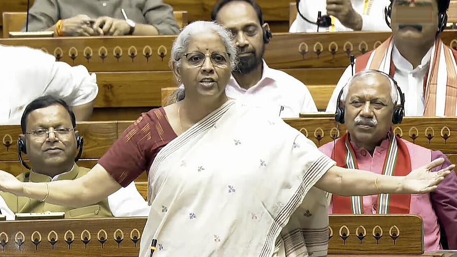 <div class="paragraphs"><p>Union Minister Nirmala Sitharaman speaks in the Lok Sabha during the Budget session of Parliament, in New Delhi, Tuesday, March 25, 2025.</p></div>