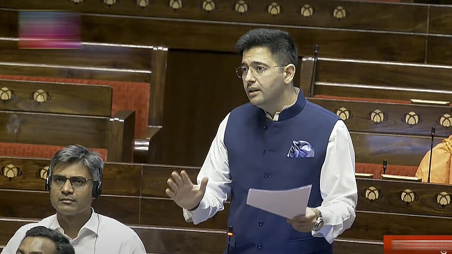 <div class="paragraphs"><p>AAP MP Raghav Chadha speaks in the Rajya Sabha during the Budget session of Parliament, in New Delhi, Tuesday, March 25, 2025.</p></div>