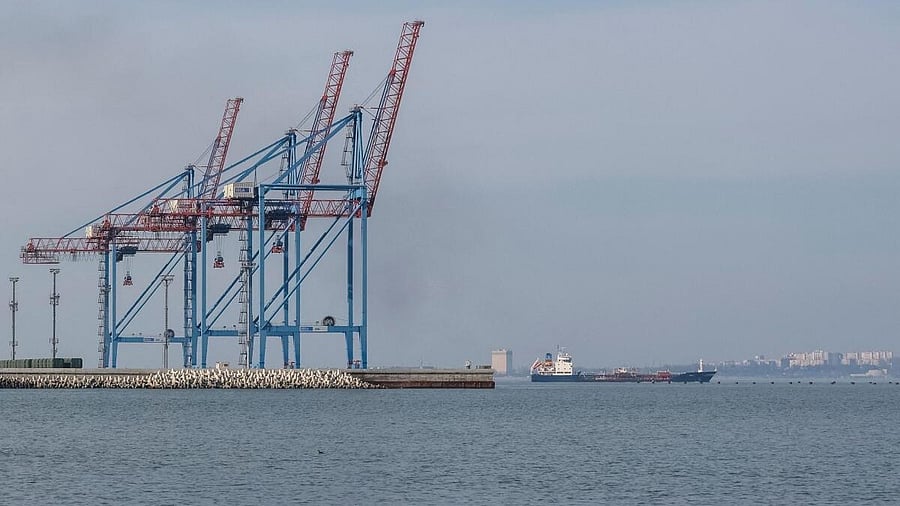 <div class="paragraphs"><p>A cargo vessel leaves a port in the Black Sea amid Russia's attack on Ukraine, in Odesa.&nbsp;</p><p><br></p></div>