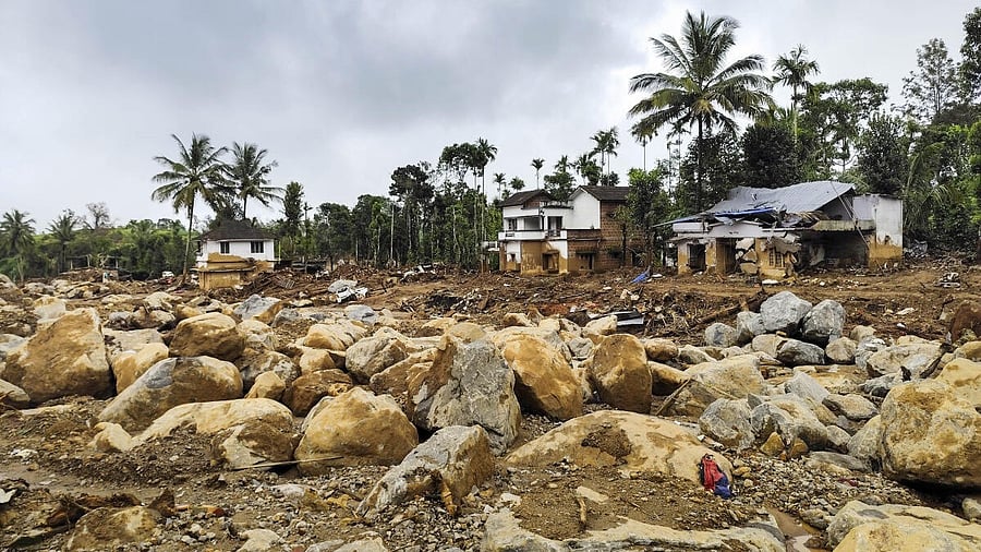 <div class="paragraphs"><p>A file image of damaged houses during the Wayanad landslides.</p></div>