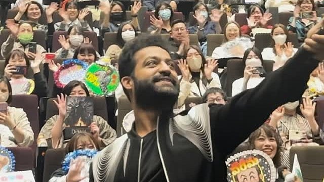 <div class="paragraphs"><p>Jr. NTR clicks selfie with fans during the special screening of <em>Devara </em>in Japan<em>.</em></p></div>