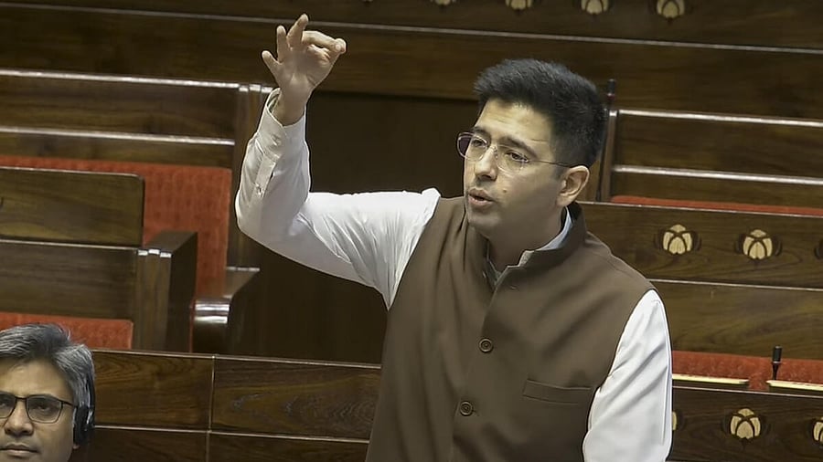 <div class="paragraphs"><p>AAP member Raghav Chadha speaks in the Rajya Sabha during the Budget session of Parliament, in New Delhi, Thursday, March 27, 2025.</p></div>
