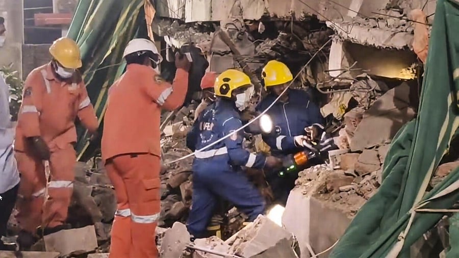 <div class="paragraphs"><p>Rescue operation underway after a five-storeyed under-construction building collapsed at Bhadradri Kothagudem in Telangana.&nbsp;</p></div>