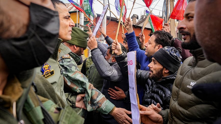 <div class="paragraphs"><p>Protests in J&amp;K. </p></div>