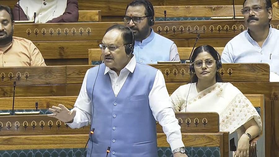 <div class="paragraphs"><p>Union Health Minister J.P. Nadda speaks in the Lok Sabha during the Budget session of Parliament, in New Delhi, Friday, March 28, 2025.</p></div>