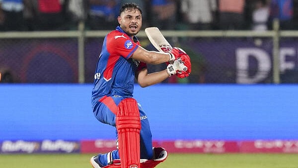 <div class="paragraphs"><p>Delhi Capitals' batter Ashutosh Sharma celebrates after playing the winning shot </p></div>