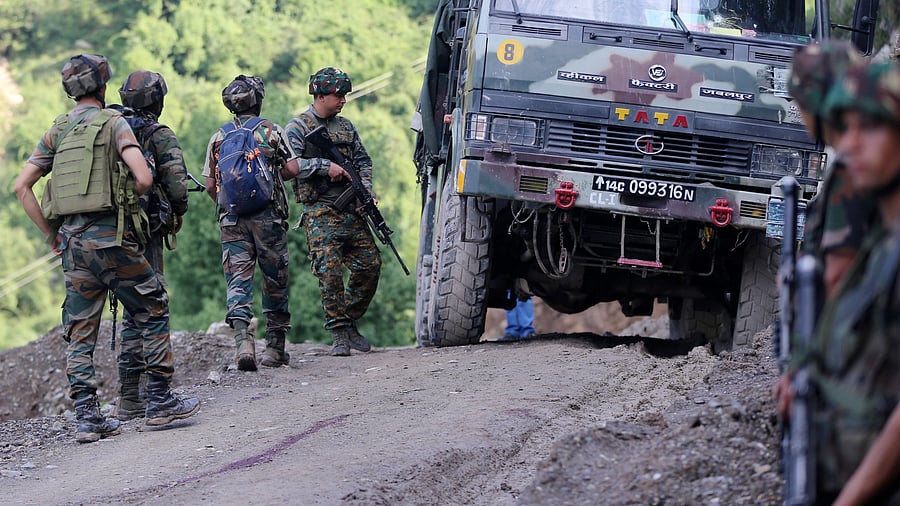 <div class="paragraphs"><p>File Photo: Indian Army personnel during a counter-terror operation following a terrorist attack on an Army convoy, in Kathua district. </p></div>
