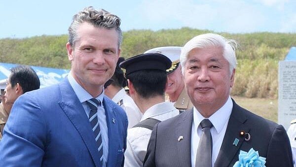 <div class="paragraphs"><p>US Defense Secretary Pete Hegseth stands with Japan's Defence Minister Gen Nakatani</p></div>