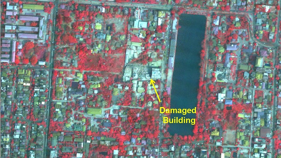 <div class="paragraphs"><p>Aerial view of the damage after the Myanmar earthquake as shared by ISRO</p></div>