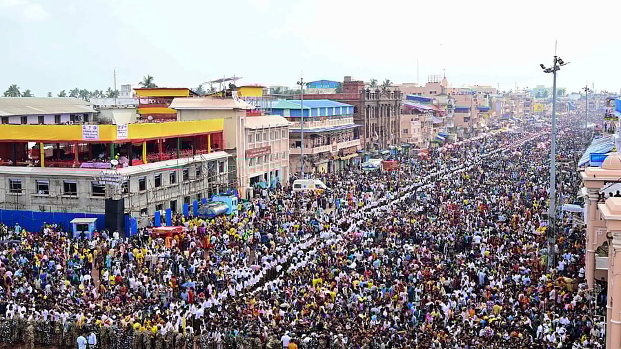 <div class="paragraphs"><p>Devotees during the annual Rath Yatra festival, in Puri.</p></div>