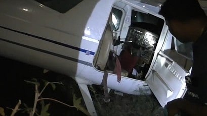 <div class="paragraphs"><p>Screengrab of crashed trainer aircraft&nbsp;in Mehsana.</p></div>