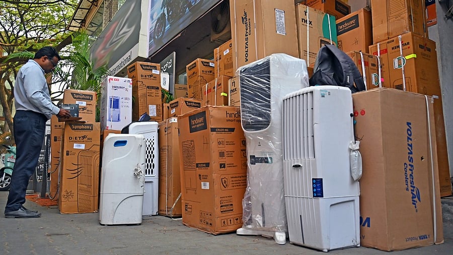 <div class="paragraphs"><p>Air coolers on display outside a store in Jayanagar.&nbsp;</p></div>