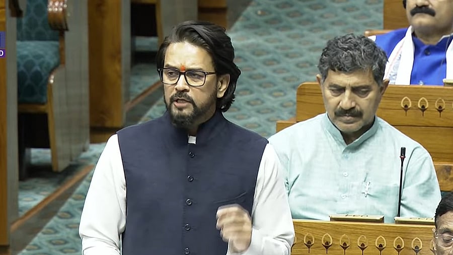 <div class="paragraphs"><p>BJP MP Anurag Thakur speaks in Lok Sabha, April 2, 2025.</p></div>