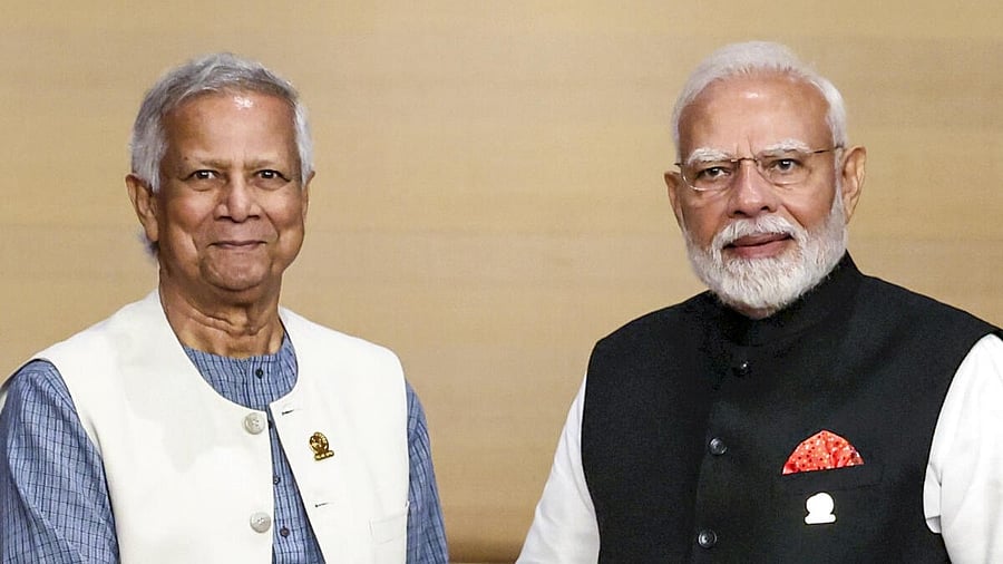 <div class="paragraphs"><p>Prime Minister Narendra Modi meets Bangladesh Chief Adviser Muhammad Yunus</p></div>