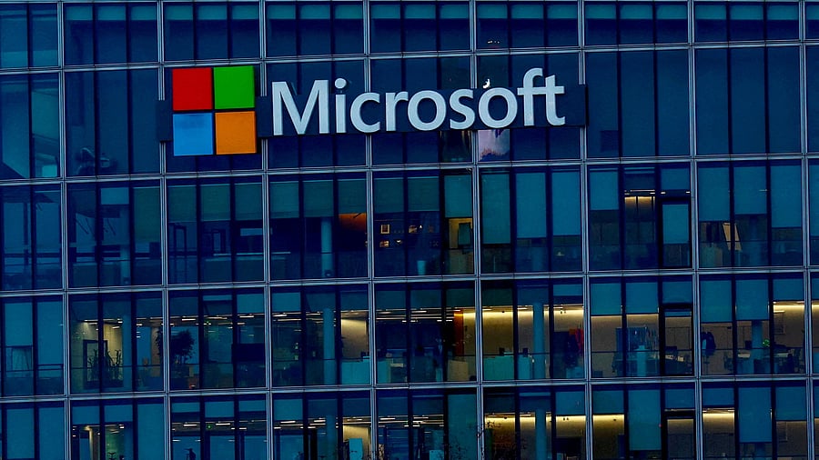 <div class="paragraphs"><p>A view shows a Microsoft logo at Microsoft offices in Issy-les-Moulineaux near Paris, France.</p></div>